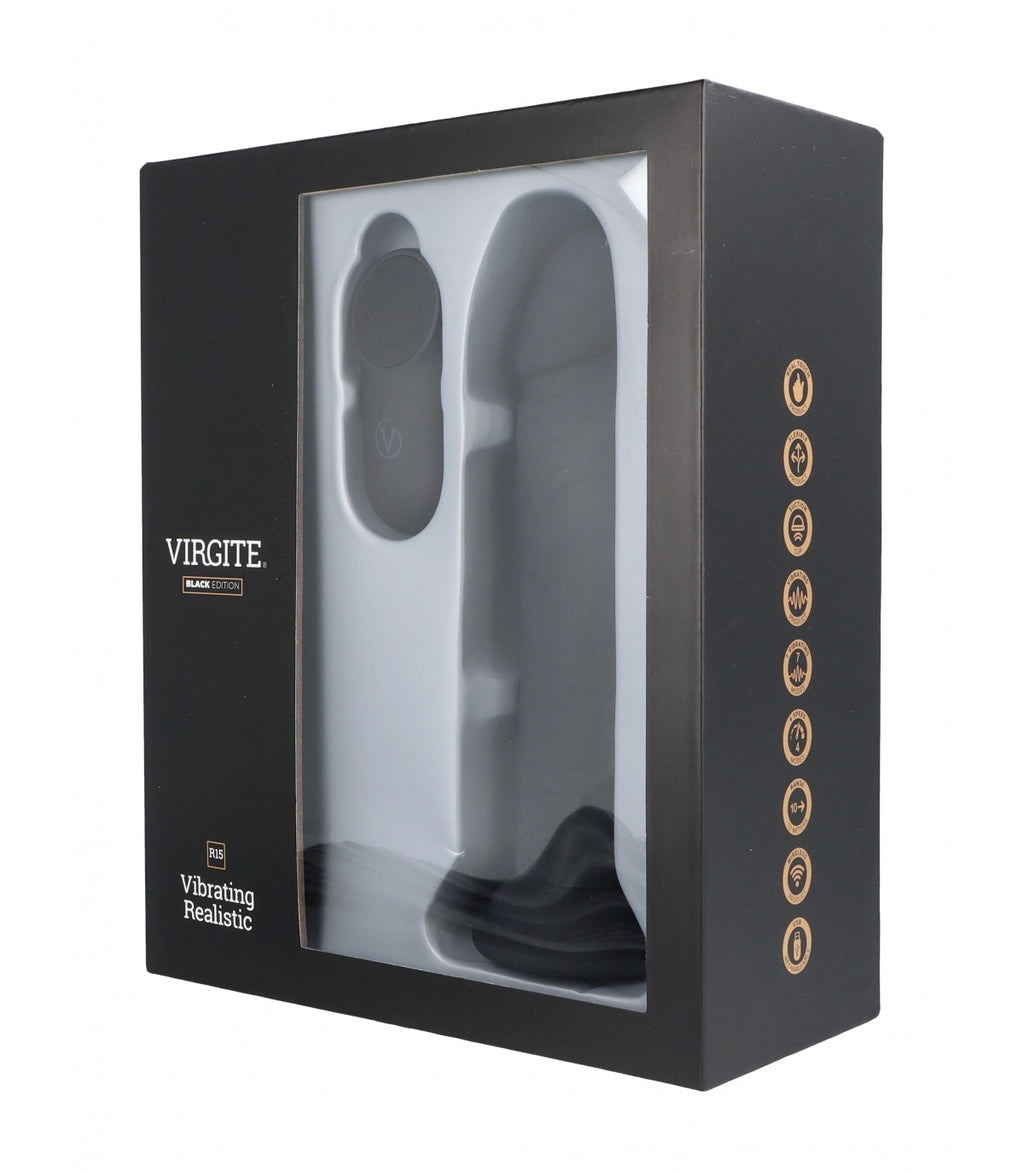 VIBRATORE REALISTICO R15 NERO 16,5 CM CON TELECOMANDO
